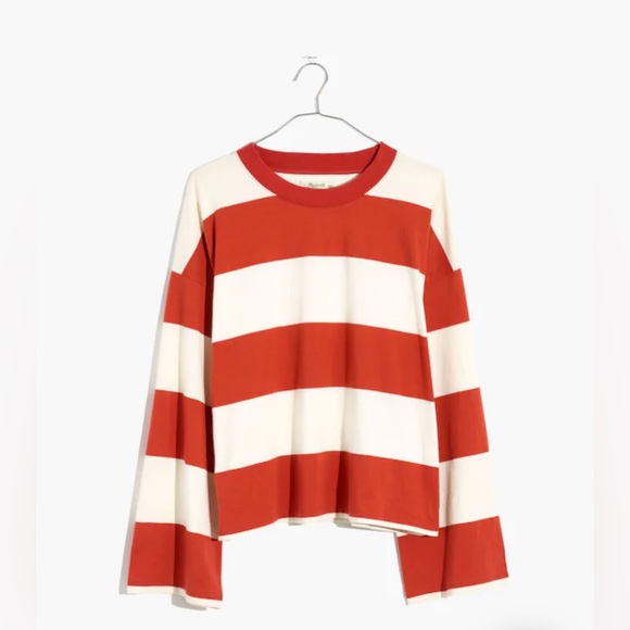 Madewell Easy Crop Long-Sleeve Tee in Rugby Stripe - Picture 1 of 3